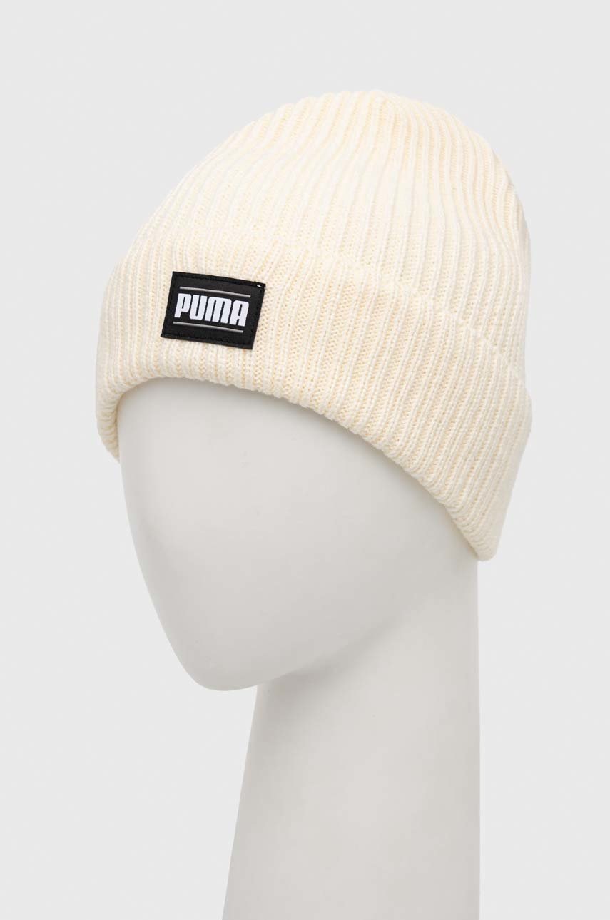 

Шапка Puma колір бежевий з тонкого трикотажу
