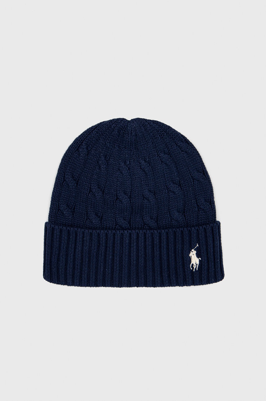 

Бавовняна шапка Polo Ralph Lauren колір синій з бавовни
