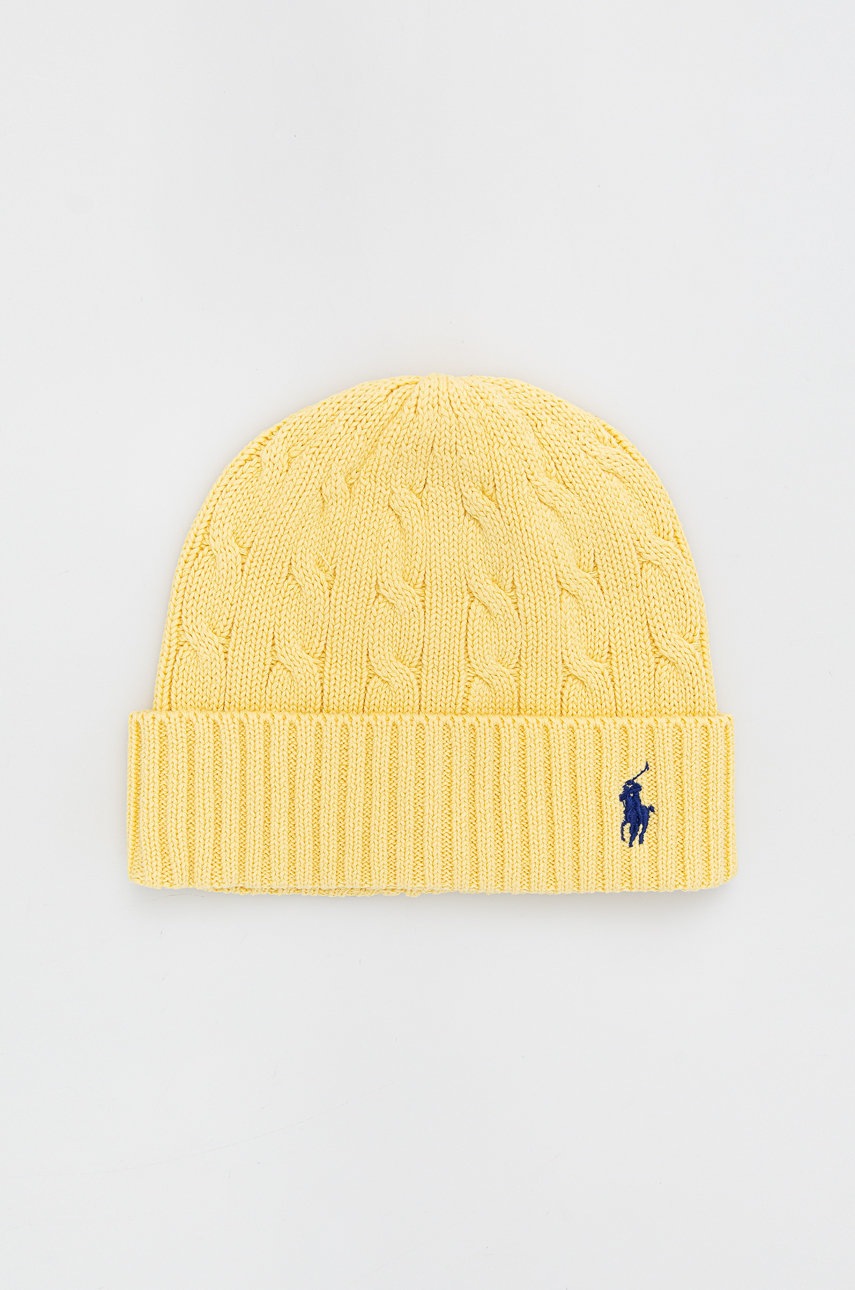 

Бавовняна шапка Polo Ralph Lauren колір жовтий з бавовни