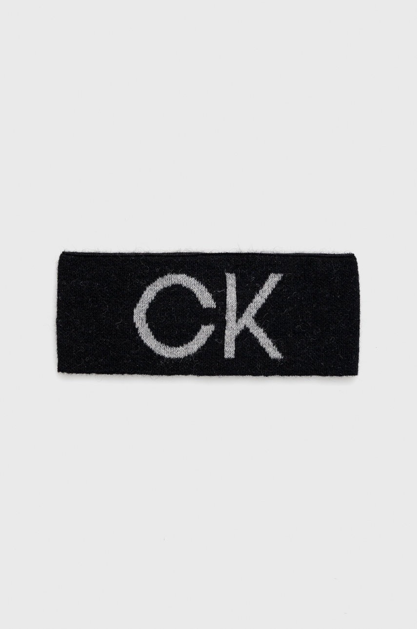 

Вълнена лента за глава Calvin Klein в черно, Черен