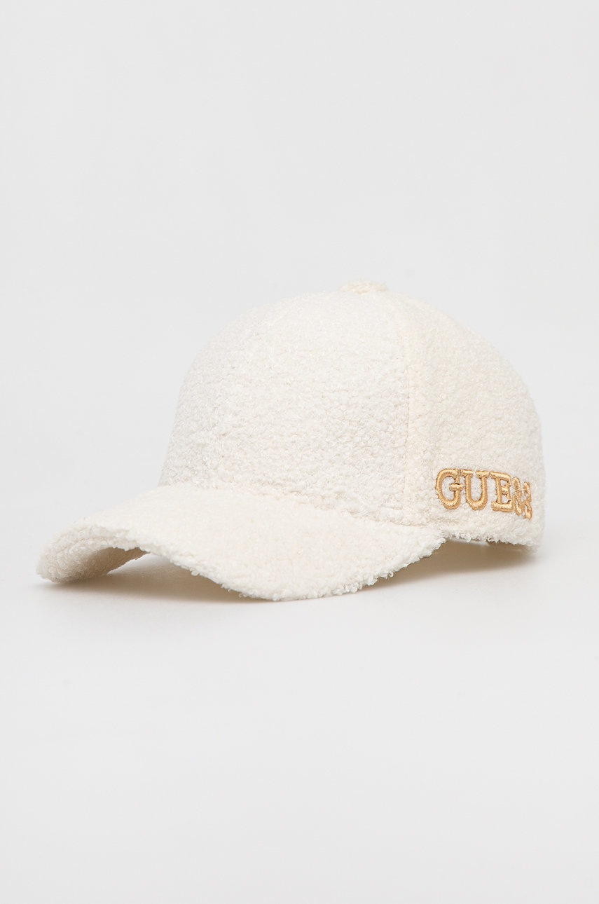 

Шапка Guess в бежово с изчистен дизайн, Бежов
