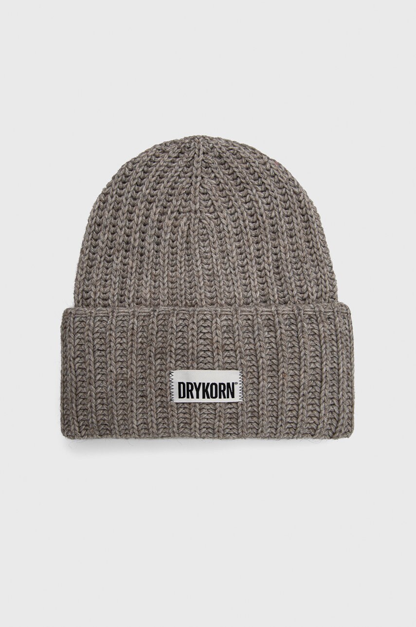 Drykorn caciula de lana culoarea gri, de lana, din tricot gros