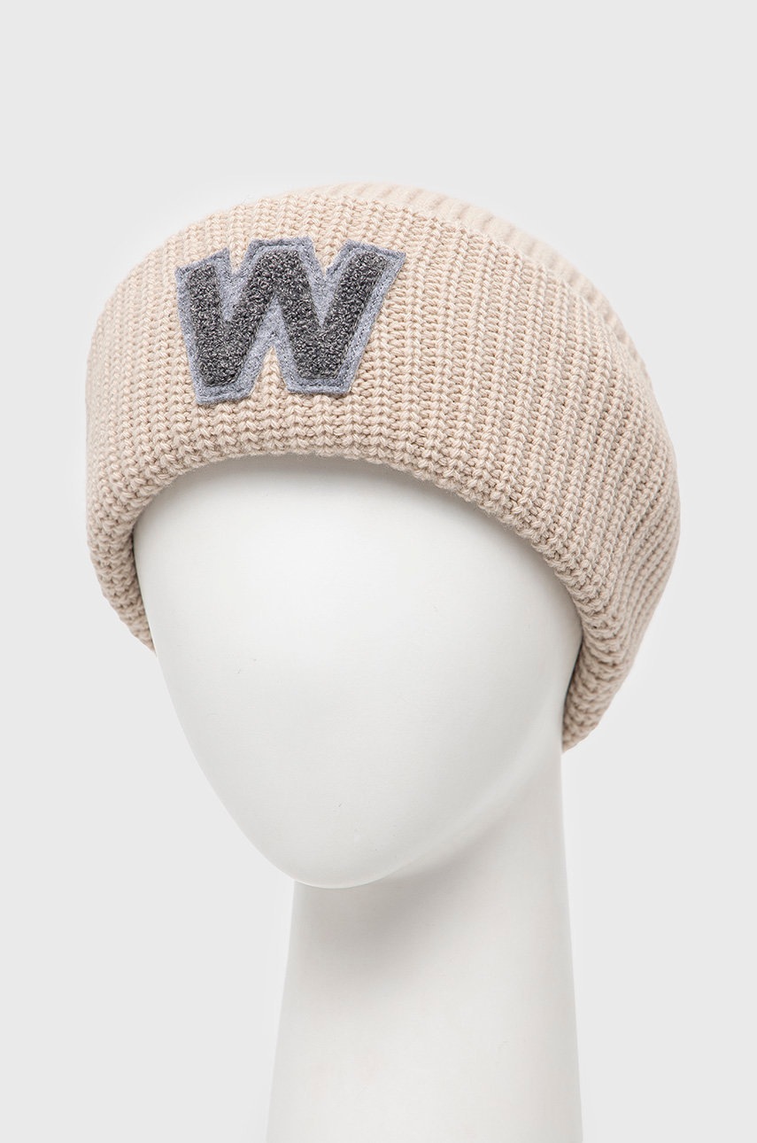 

Шерстяная шапка Weekend Max Mara цвет бежевый из толстого трикотажа шерсть