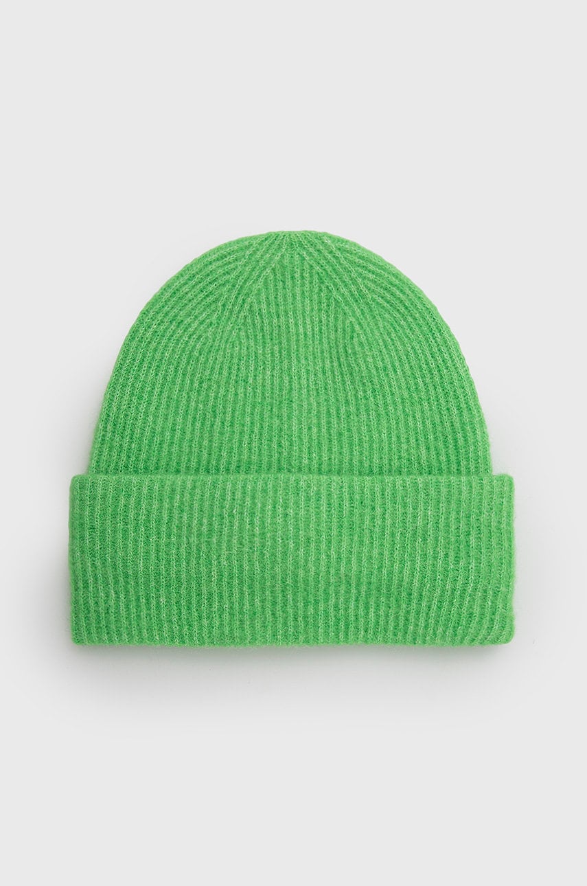 Samsoe samsoe caciula de lana culoarea verde, de lana, din tesatura neteda