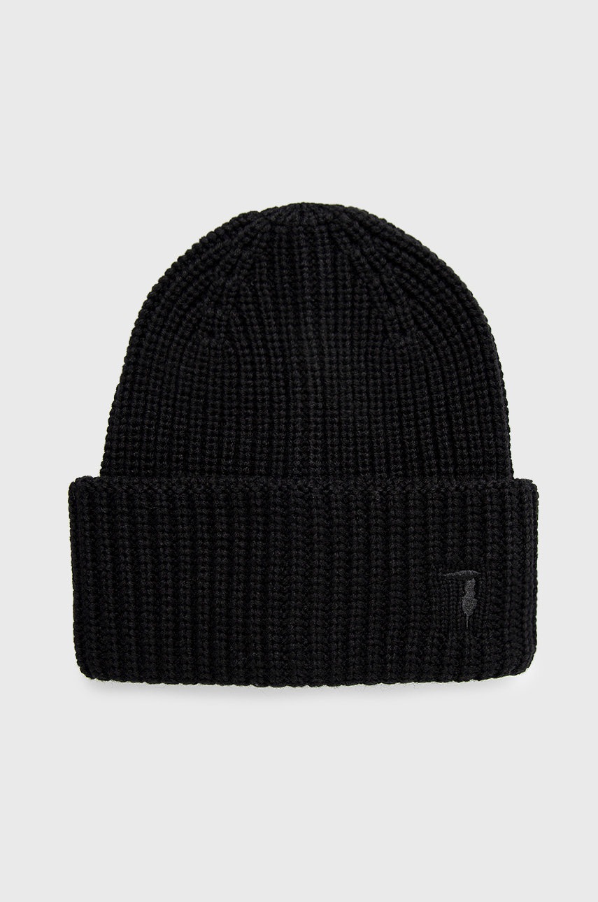 Trussardi caciula din amestec de lana culoarea negru, din tricot gros