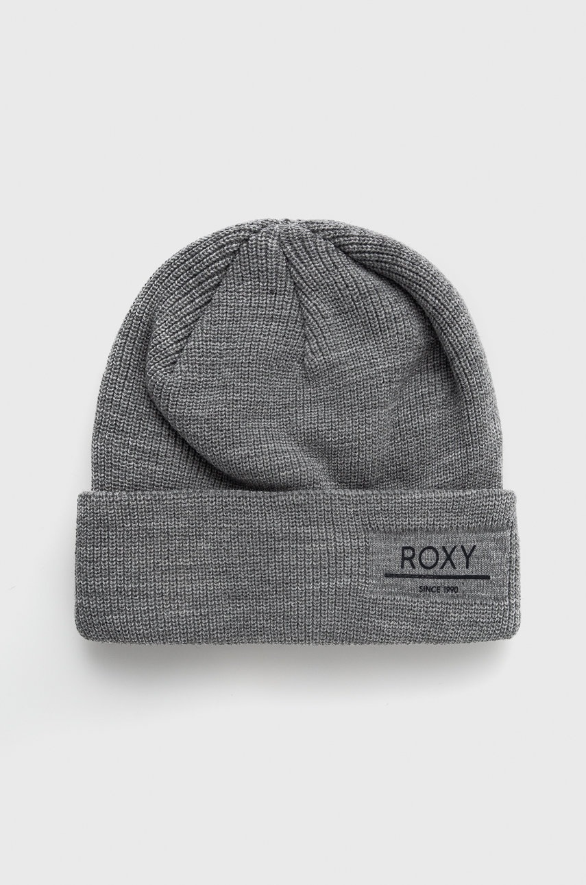 

Шапка Roxy в сиво от плътен трикотаж, Сив