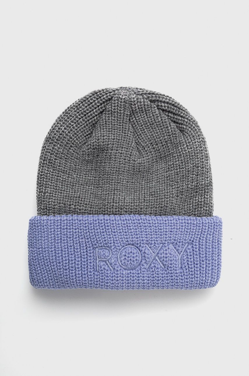 Čepice Roxy Freja šedá barva - šedá -  100 % Akryl