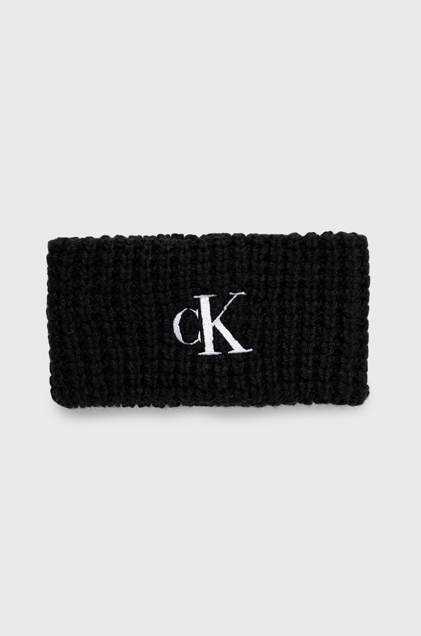 

Лента за глава с вълна Calvin Klein Jeans в черно, Черен