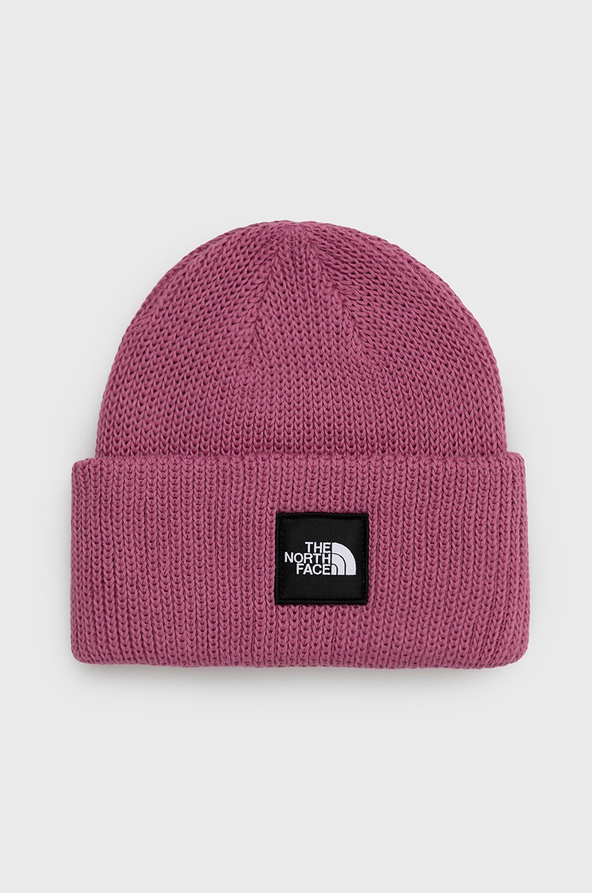 

Шапка The North Face в лилаво от плътен трикотаж, Виолетов
