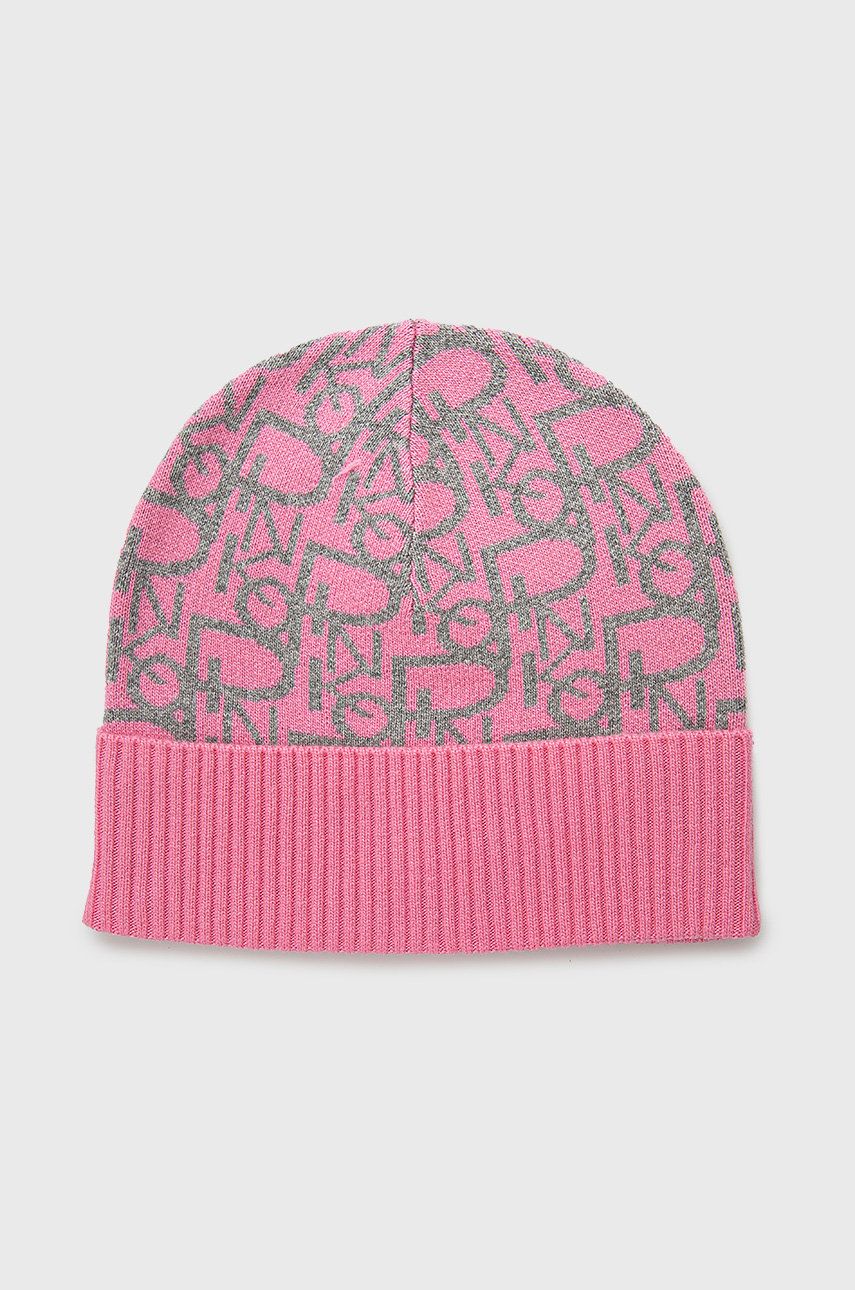 Čepice z vlněné směsi Pinko růžová barva, z tenké pleteniny - růžová -  33% Viskóza