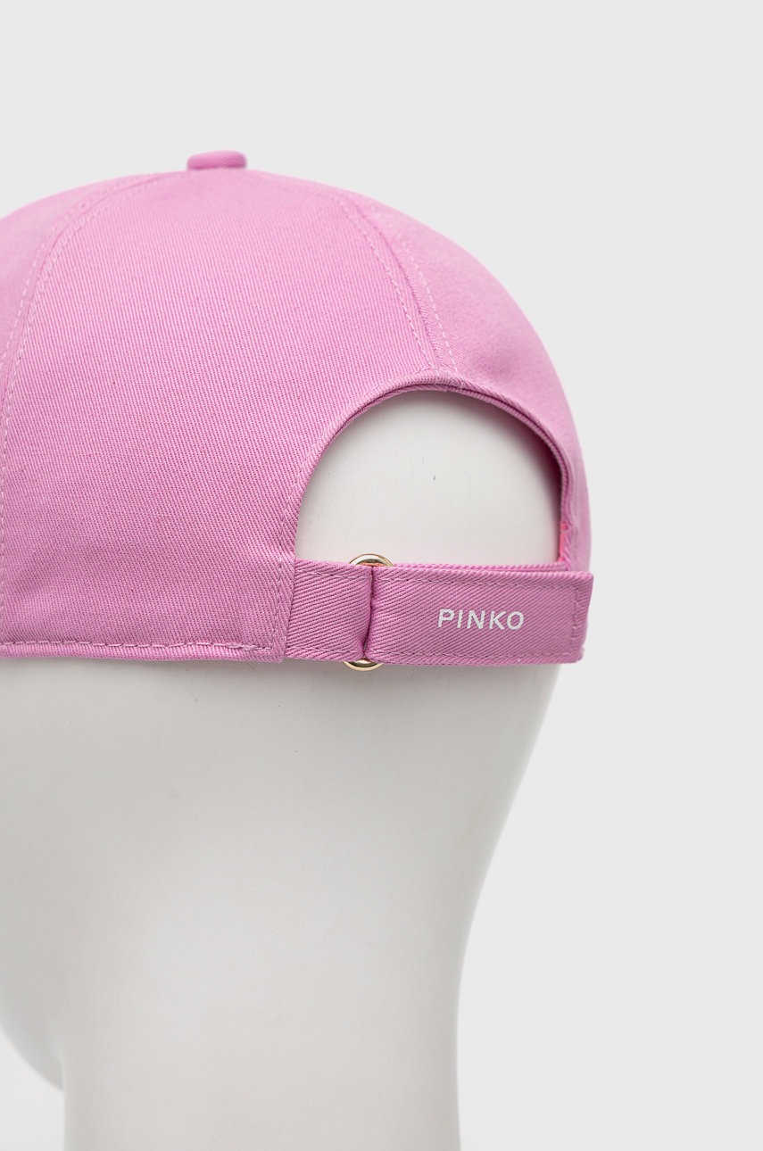 

Хлопковая кепка Pinko цвет розовый с аппликацией