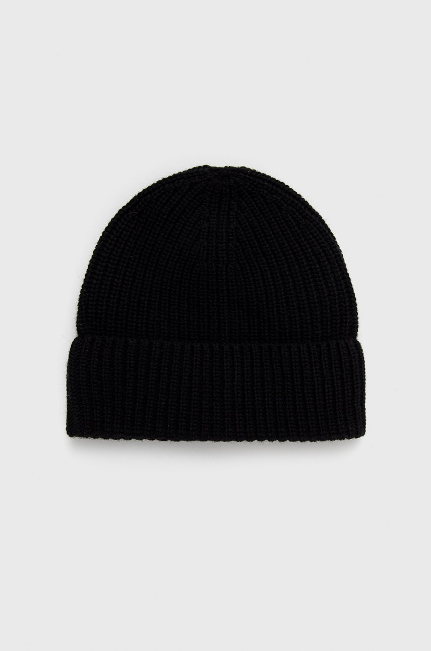 Ivy oak caciula culoarea negru, de lana, din tricot gros