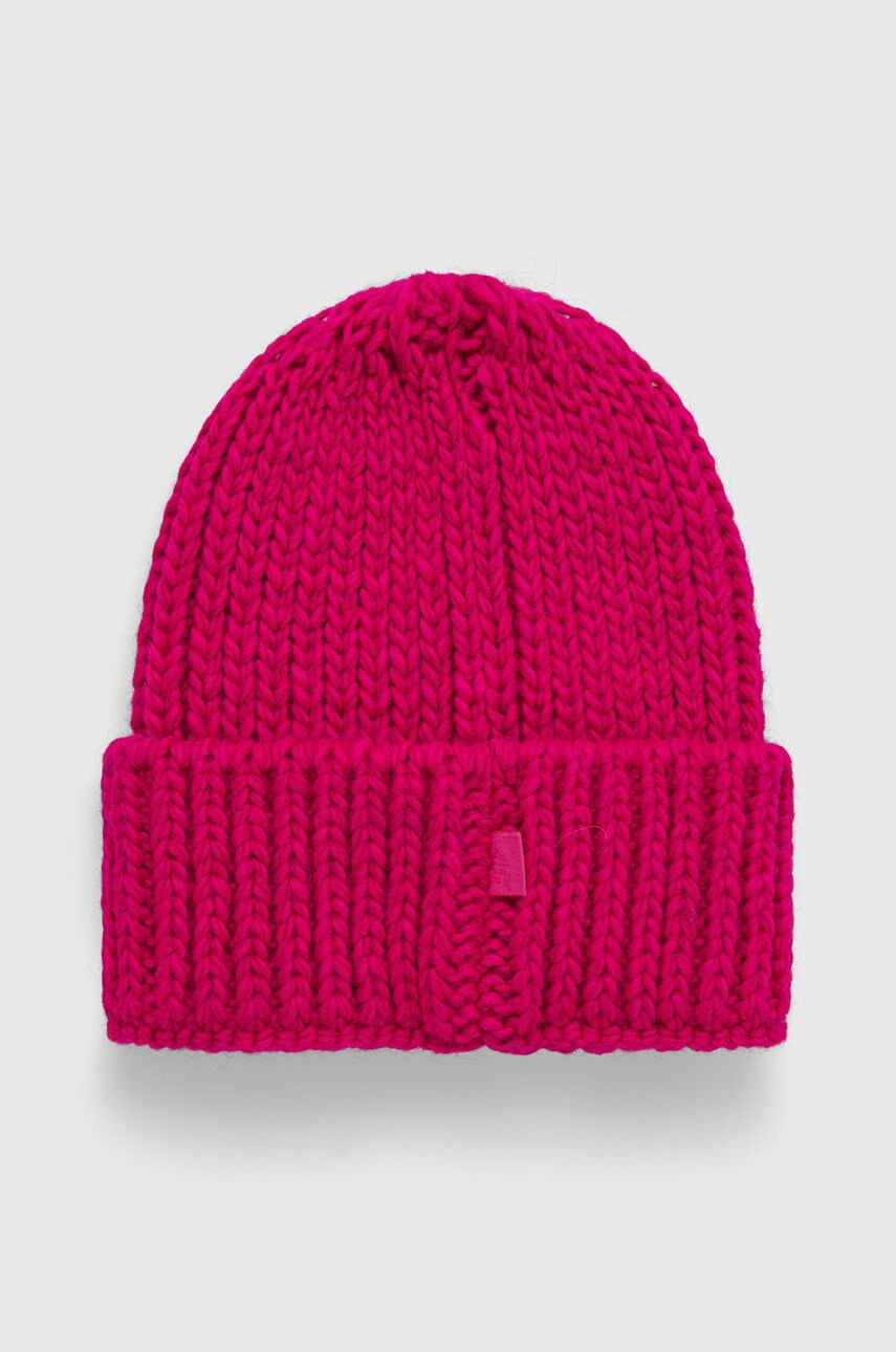 4f caciula din amestec de lana culoarea roz, din tricot gros
