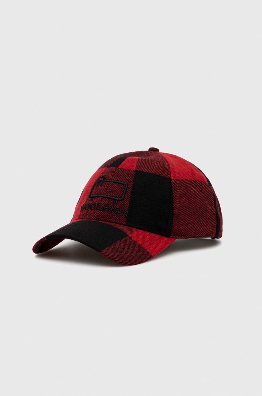 

Вълнена шапка Woolrich в червено с десен, Червен