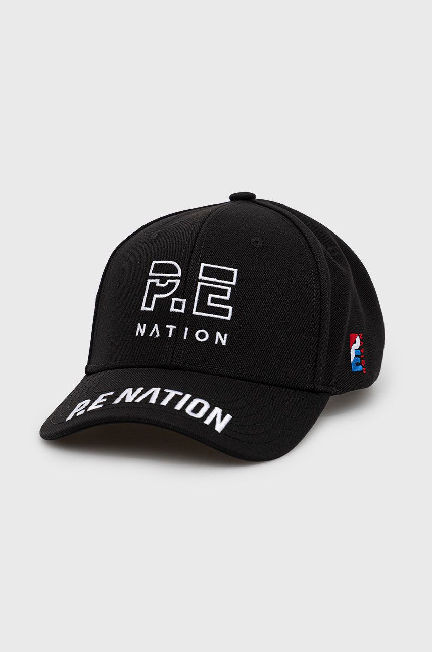 Kšiltovka P.E Nation černá barva, s aplikací - černá -  Hlavní materiál: 100% Polyester Po