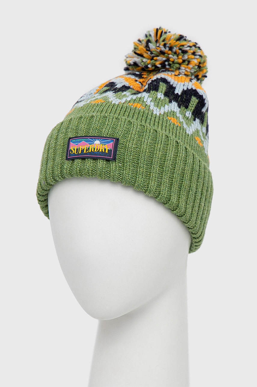 

Шапка с примесью шерсти Superdry цвет зелёный