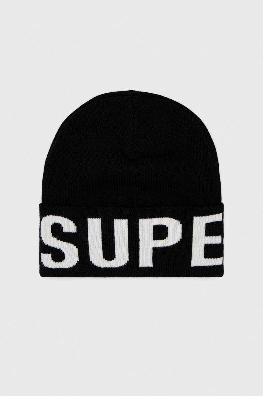 Superdry caciula culoarea negru, din tricot gros