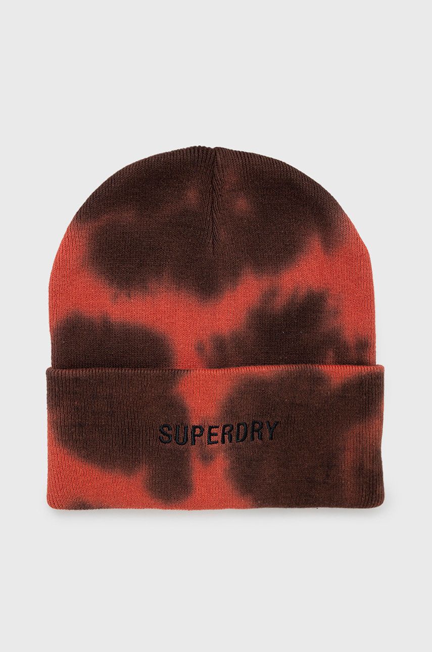 Levně Bavlněná čepice Superdry červená barva,