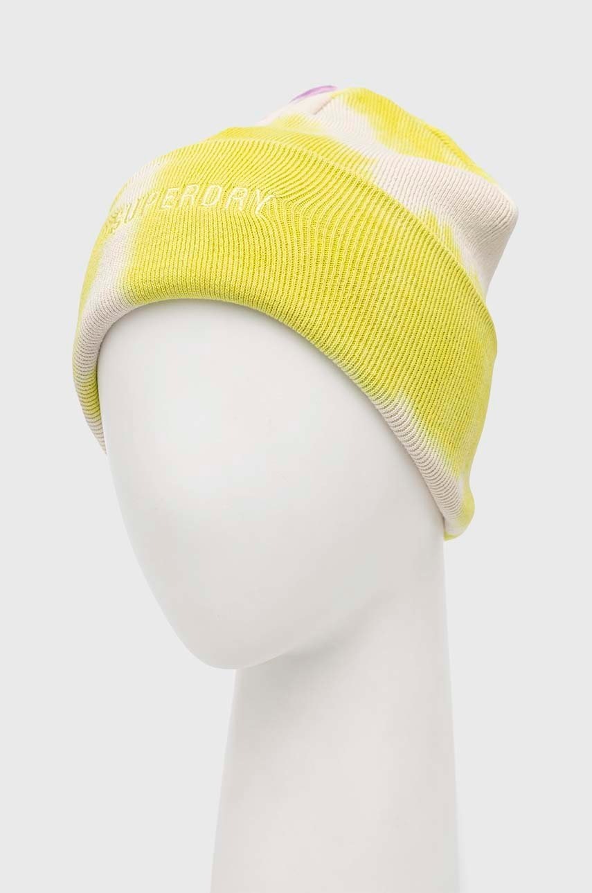 

Бавовняна шапка Superdry колір зелений з товстого трикотажу з бавовни