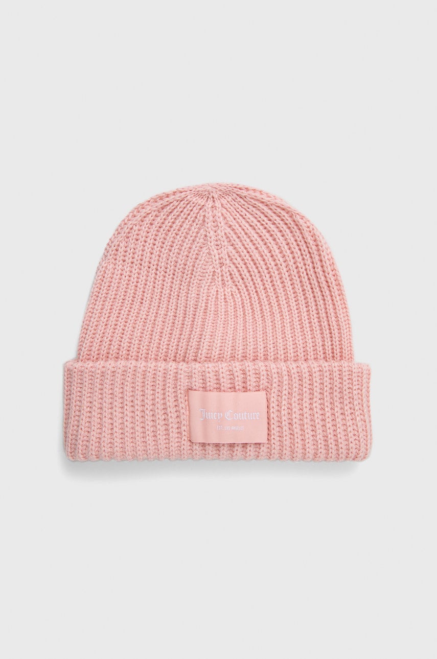 Juicy couture caciula de lana malin chunky culoarea roz, de lana