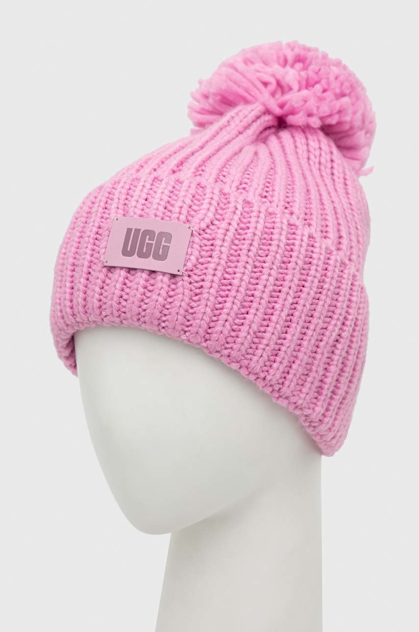 

Шапка и шарф с примесью шерсти UGG Chunky цвет розовый