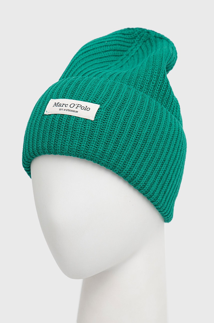 

Хлопковая шапка Marc O'Polo цвет зелёный из толстого трикотажа хлопковая