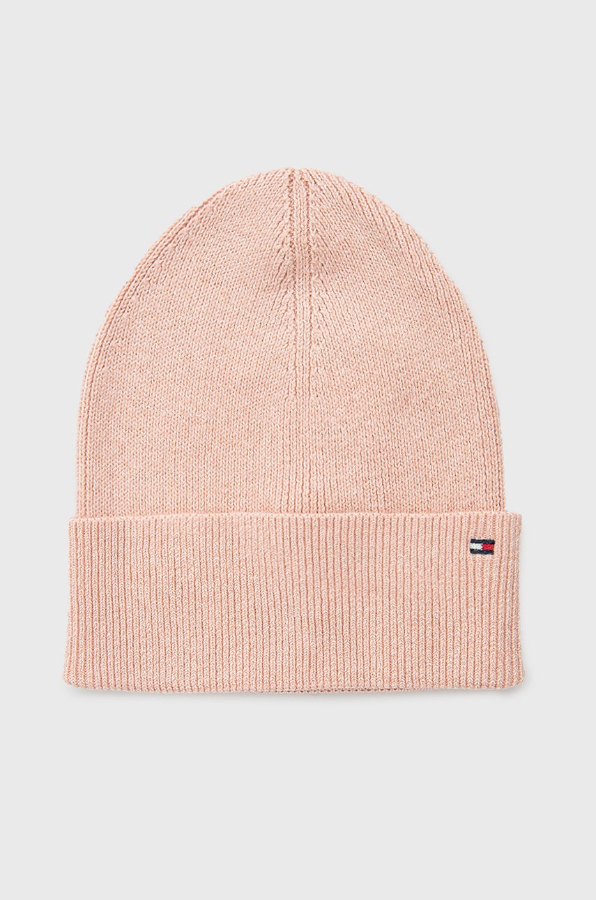 

Шапка Tommy Hilfiger в розово с фина плетка, Розов