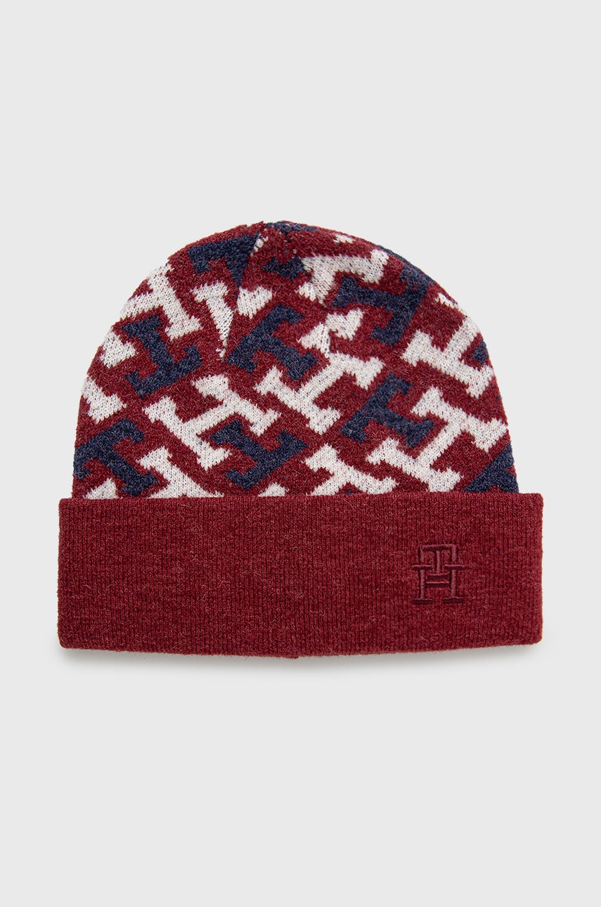 

Шапка с вълна Tommy Hilfiger в бордо