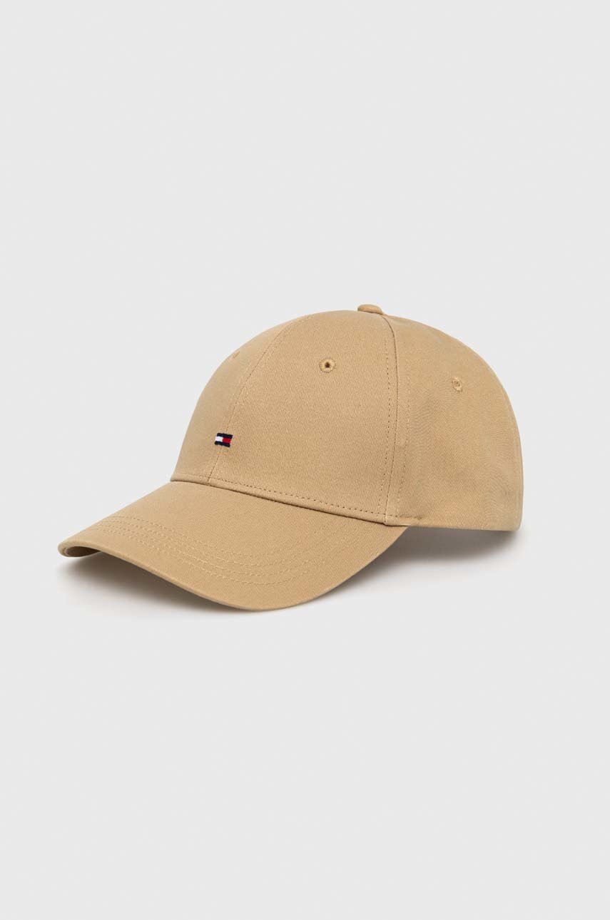 

Памучна шапка с козирка Tommy Hilfiger в бежово с изчистен дизайн, Бежов