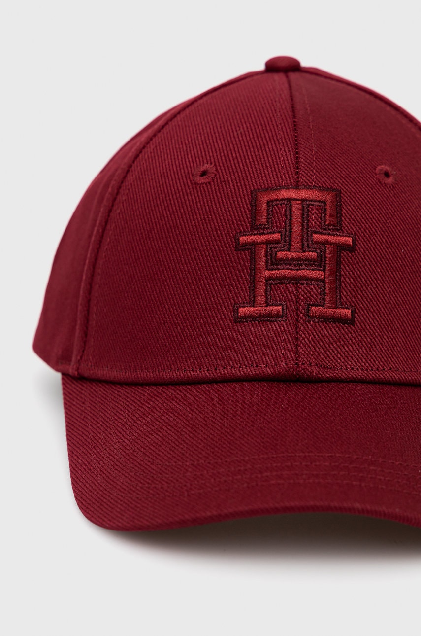 

Шапка Tommy Hilfiger колір бордовий однотонна