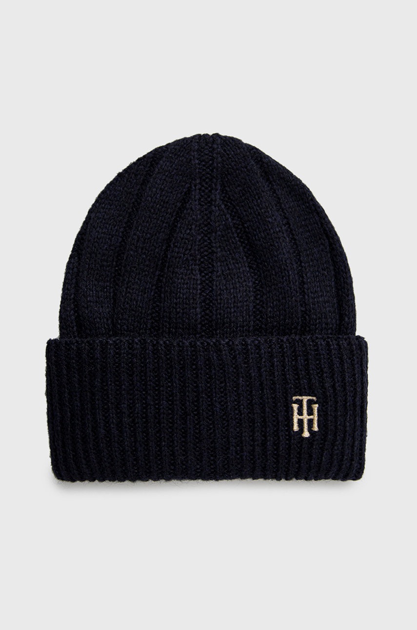 

Шапка с вълна Tommy Hilfiger в тъмносиньо, Тъмносин