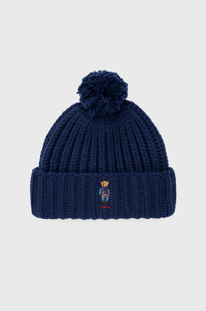 

Шапка с вълна Polo Ralph Lauren в тъмносиньо от плътен трикотаж, Тъмносин