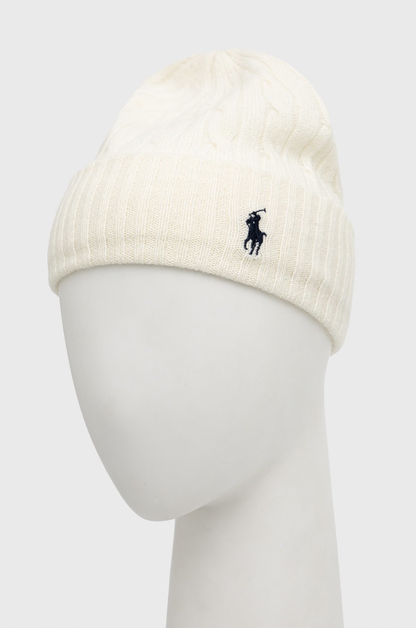 

Вовняна шапка Polo Ralph Lauren колір бежевий з тонкого трикотажу вовна