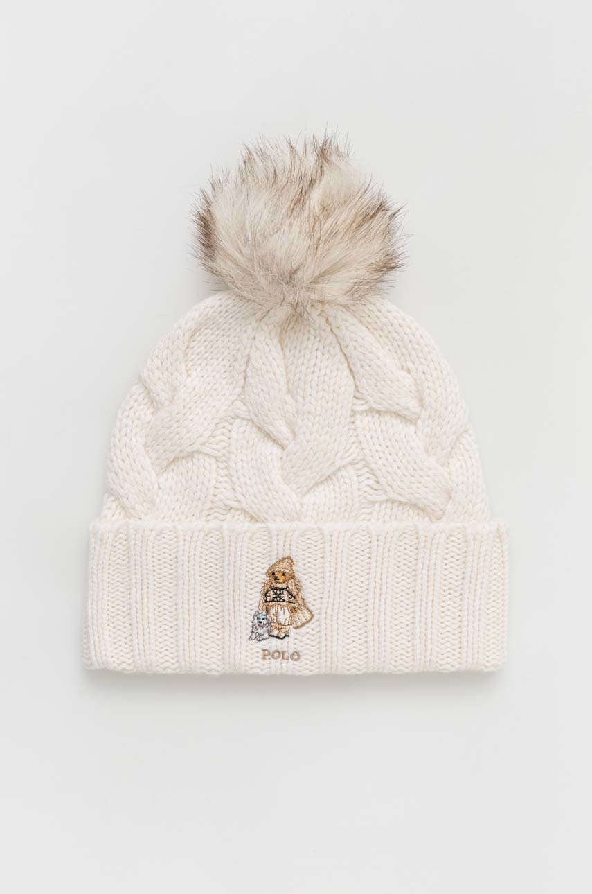 

Вълнена шапка Polo Ralph Lauren в бяло от вълна, Бял