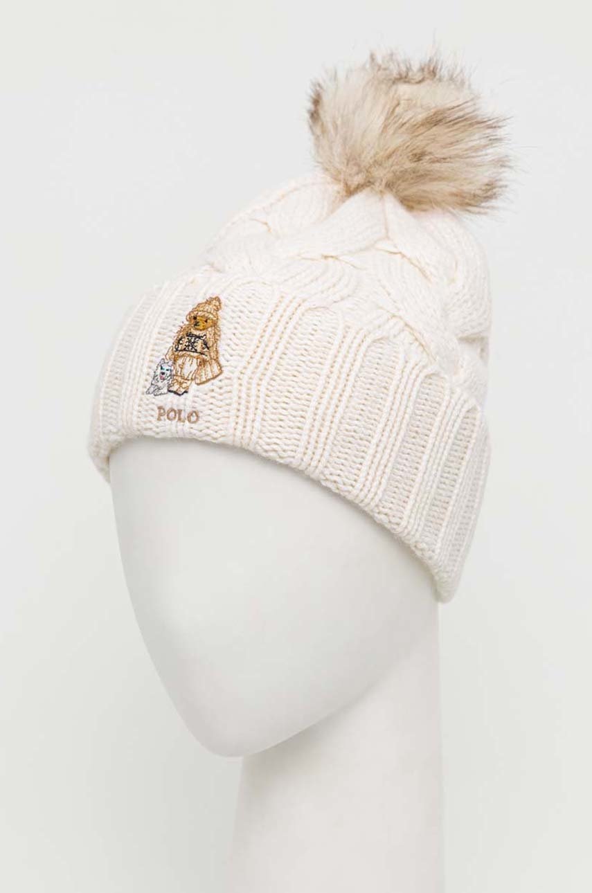 

Шерстяная шапка Polo Ralph Lauren цвет белый шерсть