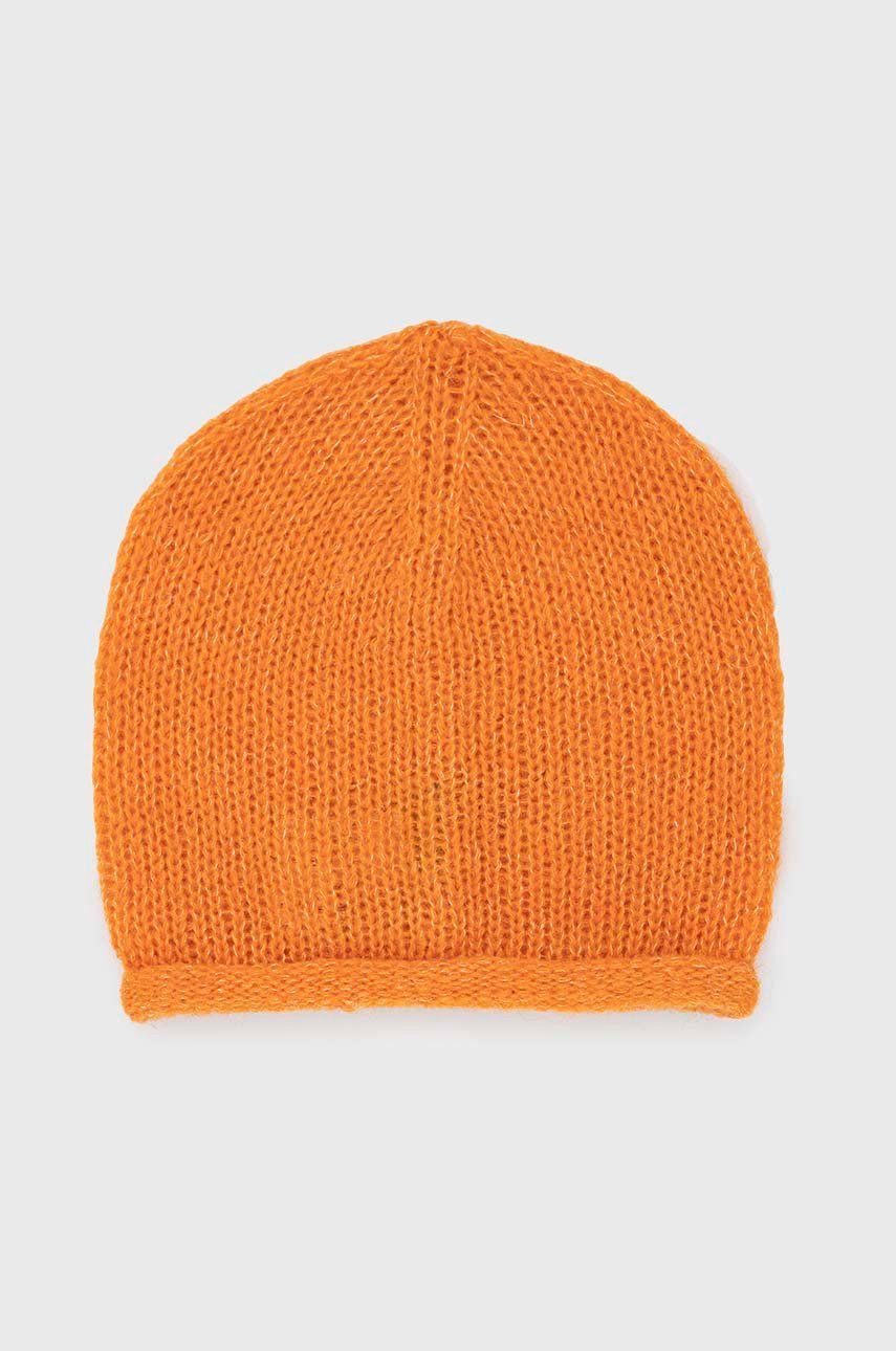 Čepice z vlněné směsi United Colors of Benetton oranžová barva, z tenké pleteniny - oranžová - 