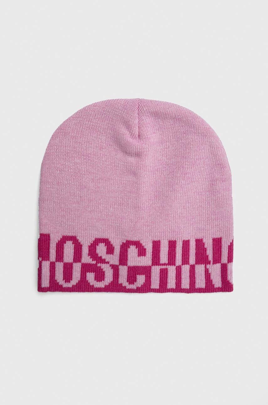 

Шапка с вълна Moschino в розово, Розов