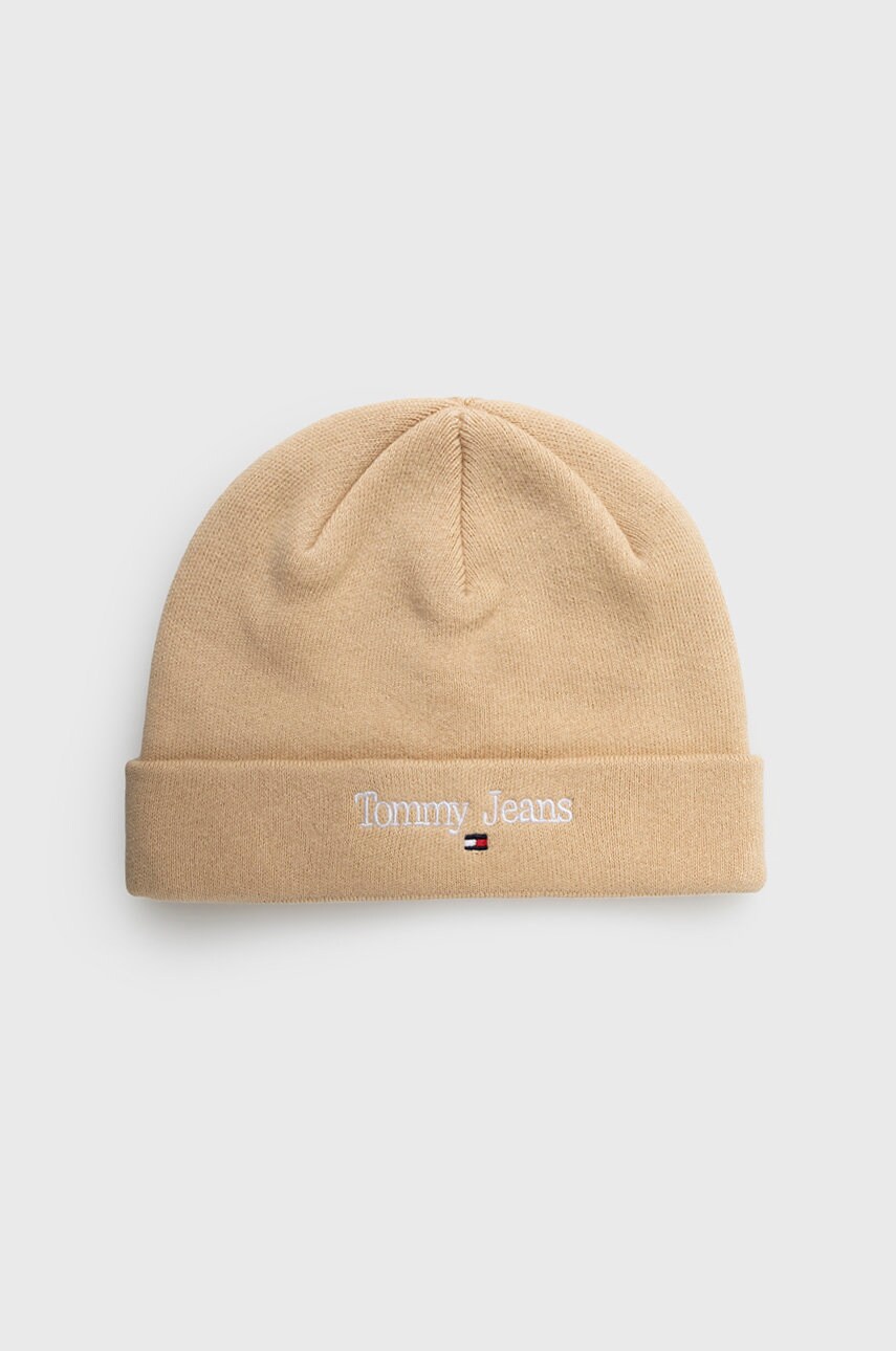 Tommy jeans caciula culoarea bej, din tricot gros
