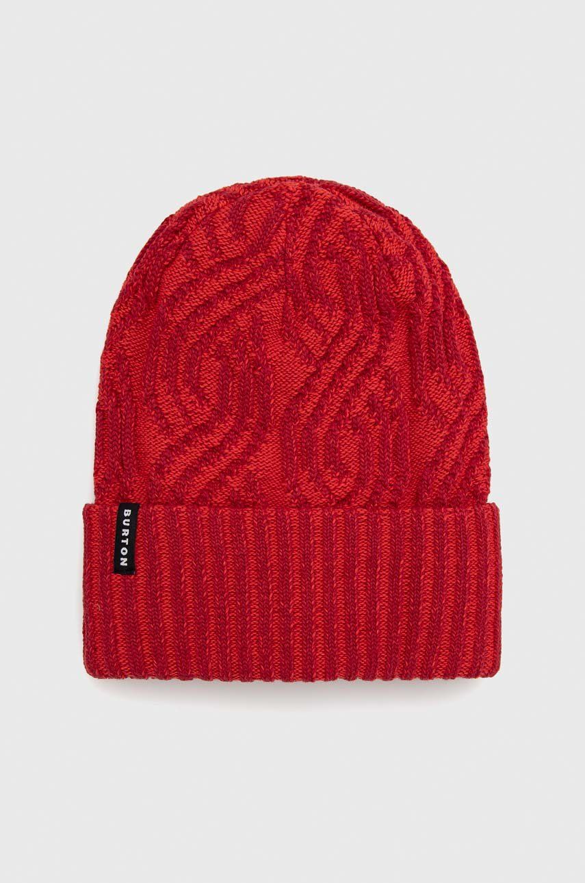 Levně Oboustranná čepice Burton červená barva, z husté pleteniny