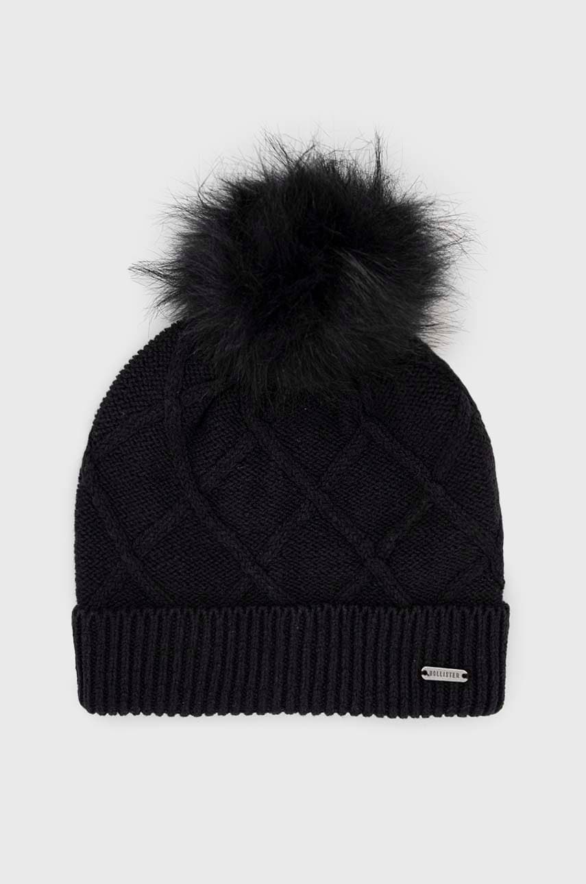 Hollister co. caciula culoarea negru,