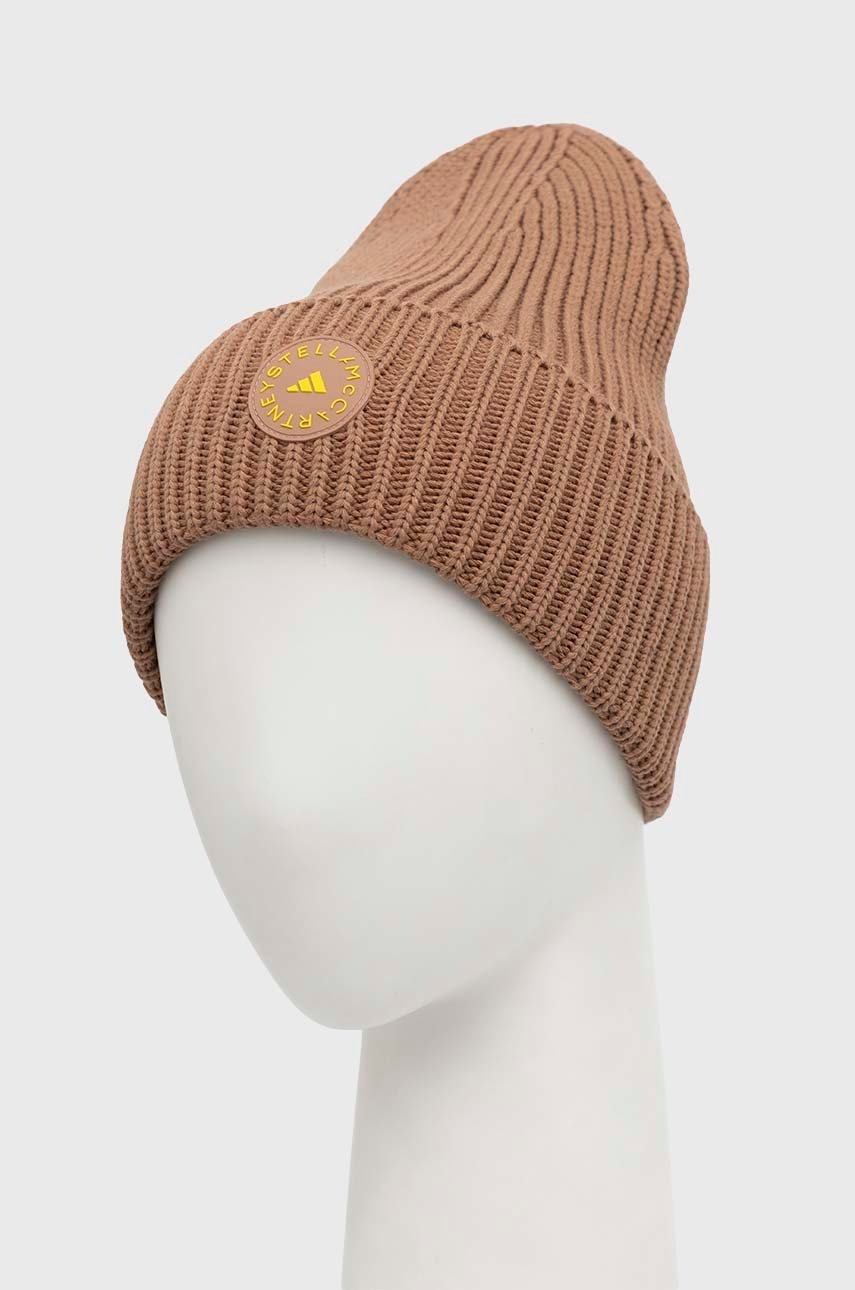 

Шапка adidas by Stella McCartney колір коричневий з товстого трикотажу