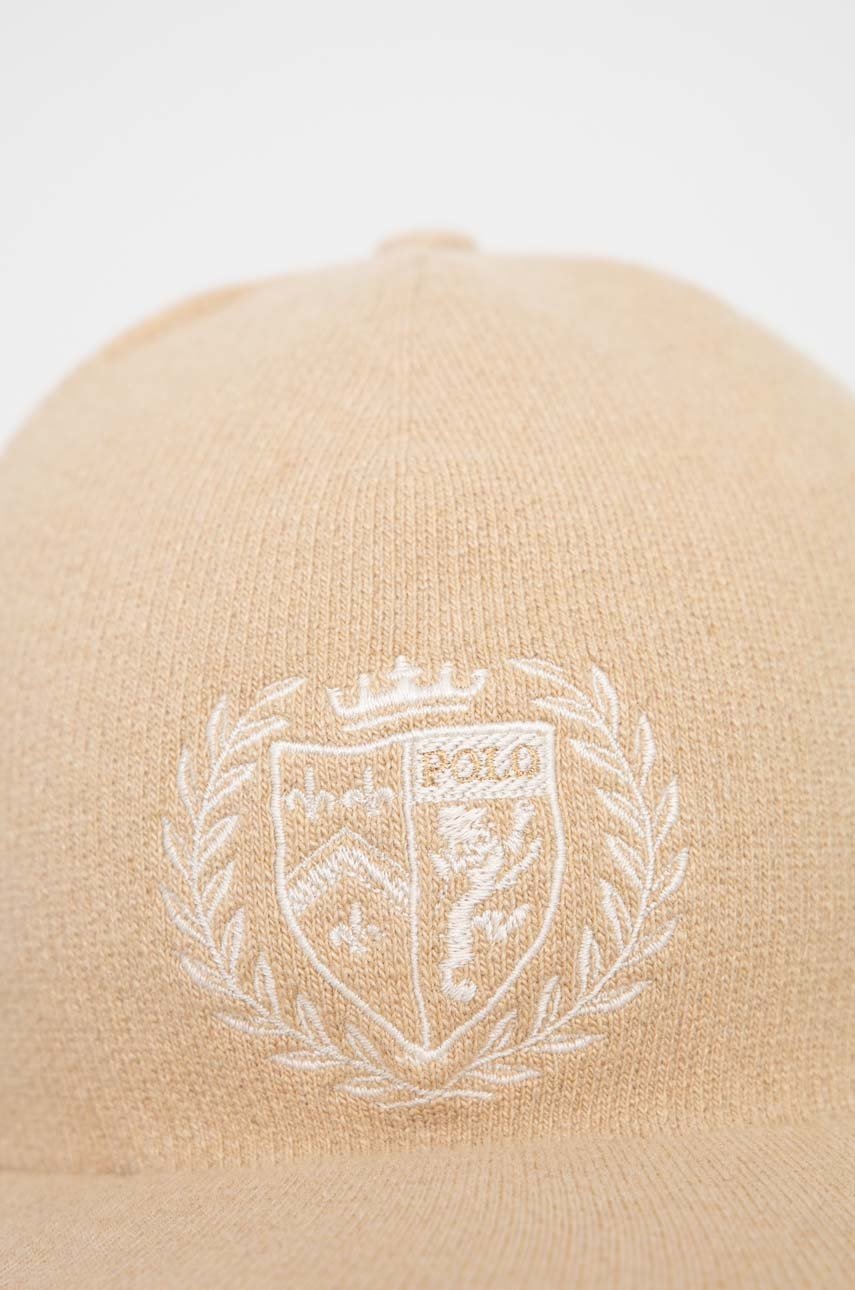 

Кепка з домішкою вовни Polo Ralph Lauren колір бежевий з аплікацією