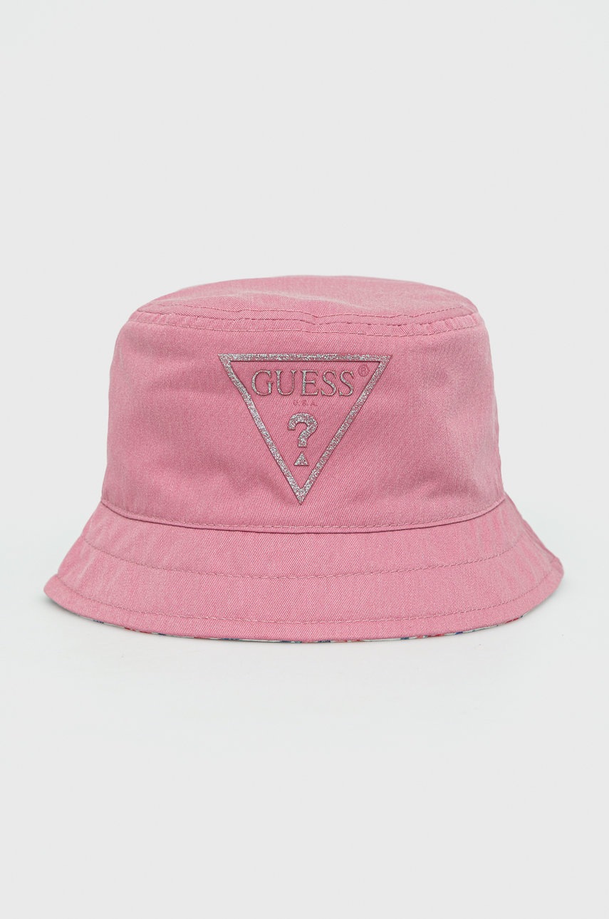 

Двусторонняя детская шляпа Guess цвет розовый хлопковый