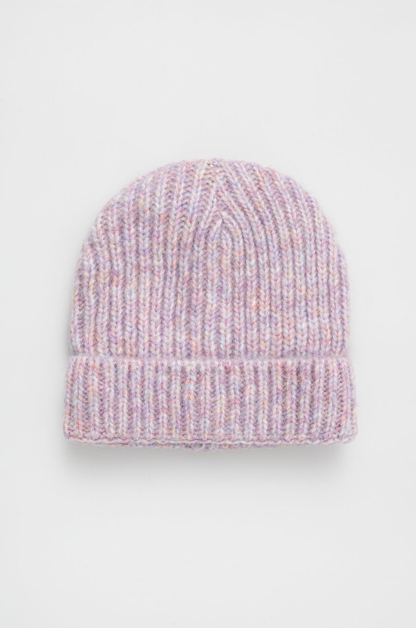 E-shop Dětská čepice s příměsí vlny Name it fialová barva, z husté pleteniny
