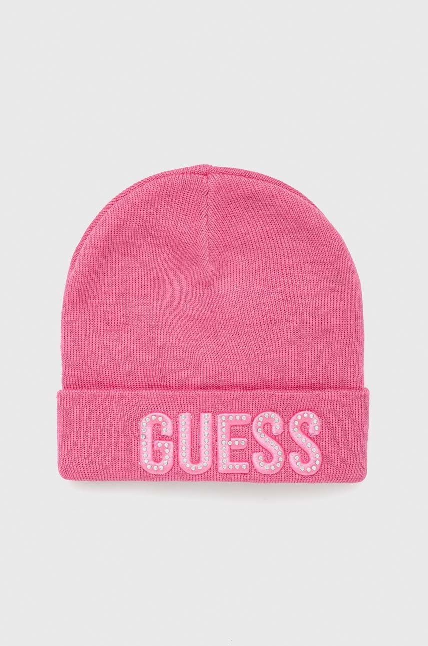 

Детска шапка Guess в розово, Розов