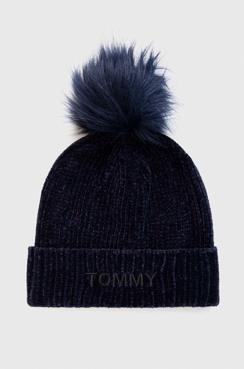 

Дитяча шапка Tommy Hilfiger колір синій з тонкого трикотажу