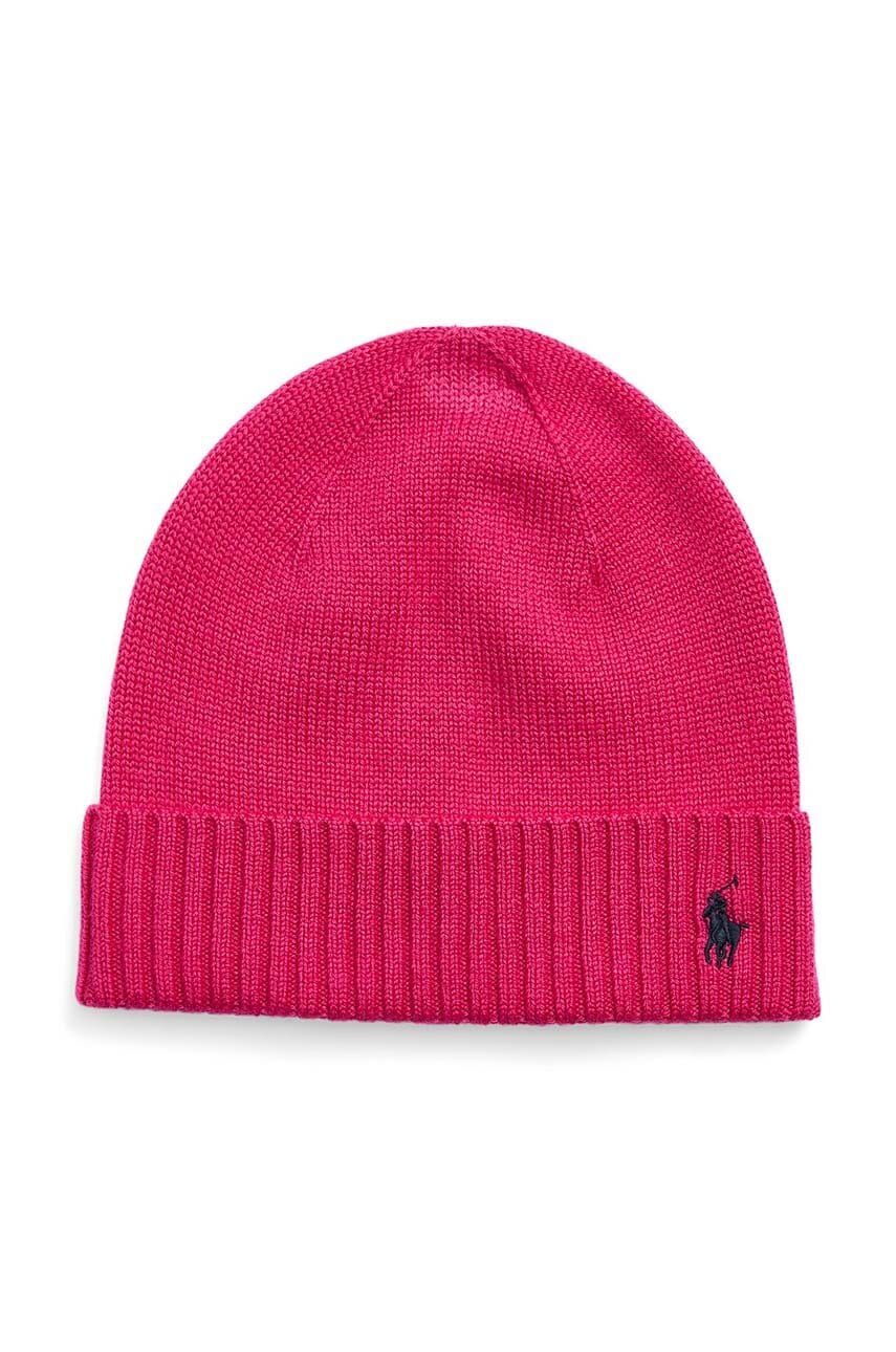 

Дитяча шапка Polo Ralph Lauren колір рожевий з тонкого трикотажу вовна