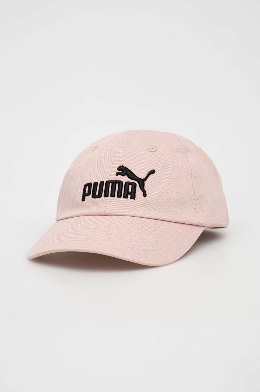 

Детска памучна шапка с козирка Puma в розово с апликация, Розов