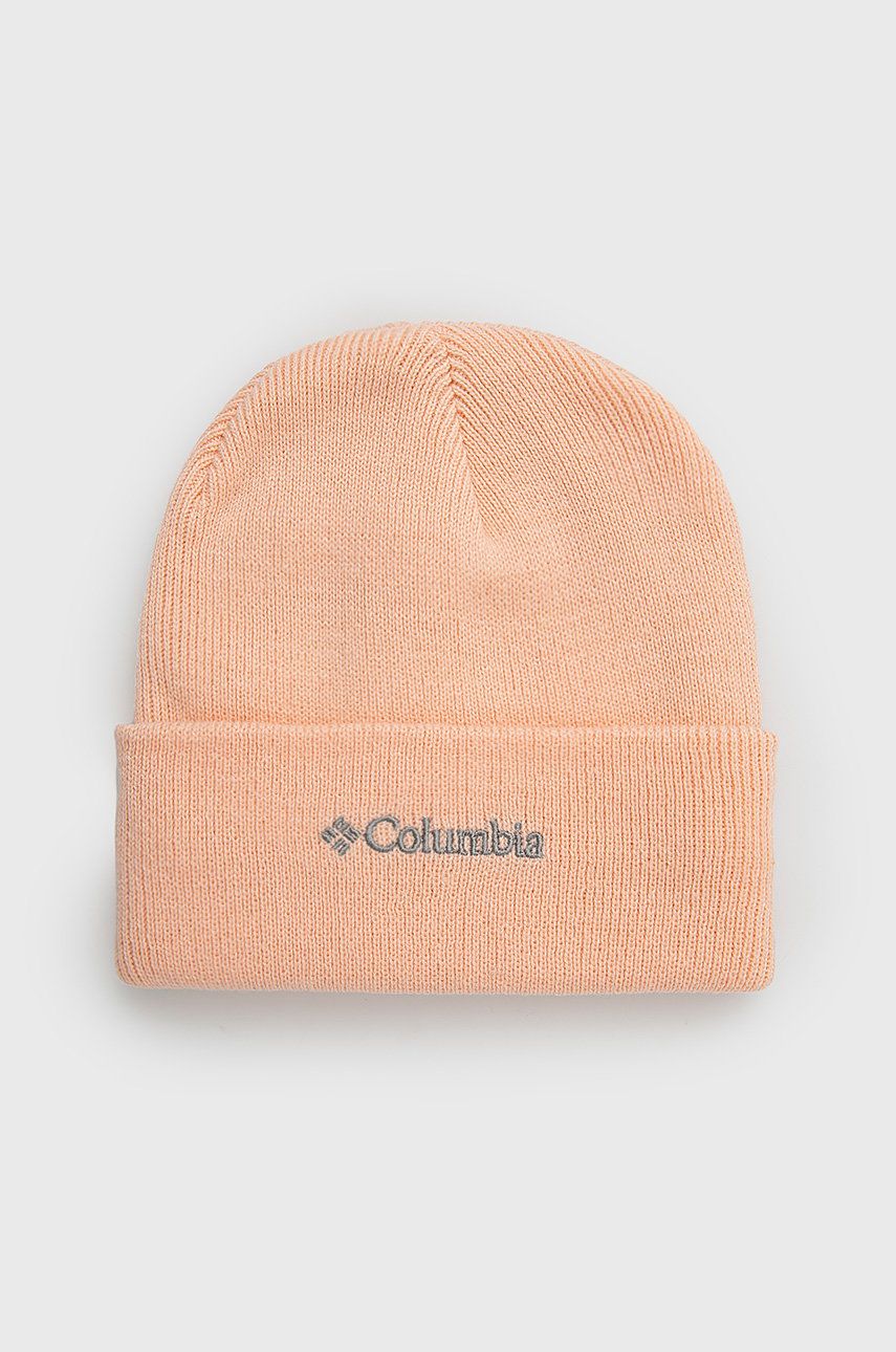 Dětska čepice Columbia oranžová barva, z husté pleteniny - oranžová -  Hlavní materiál: 100% Ak