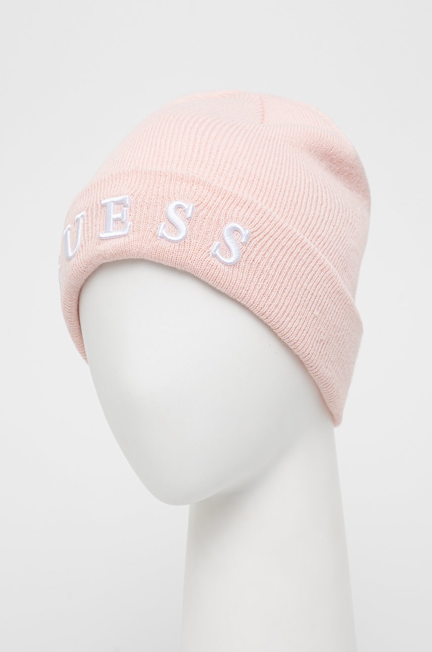 

Дитяча шапка з домішкою вовни Guess колір рожевий